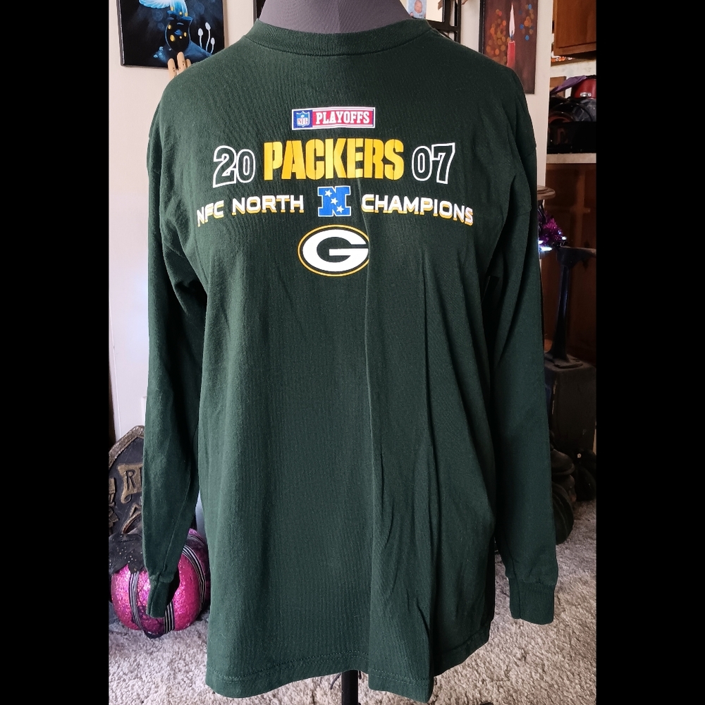 💚💛*4/$15* Y2K Green Bay Packers Playoffs Champions Long Sleeve Mens Large NFL